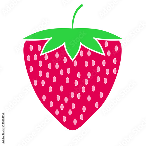 Strawberry fruit or strawberries flat color vector