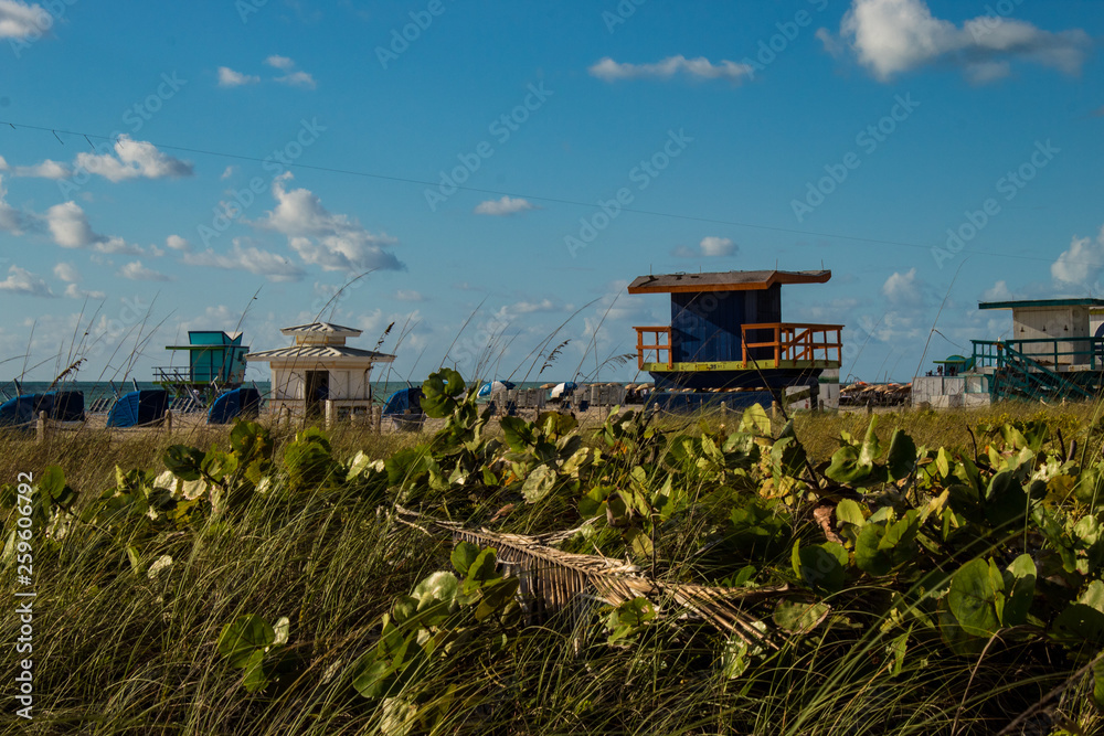 Tyipical Miami South Beach lifeguard huts Tyipical Miami South Beach lifeguard huts