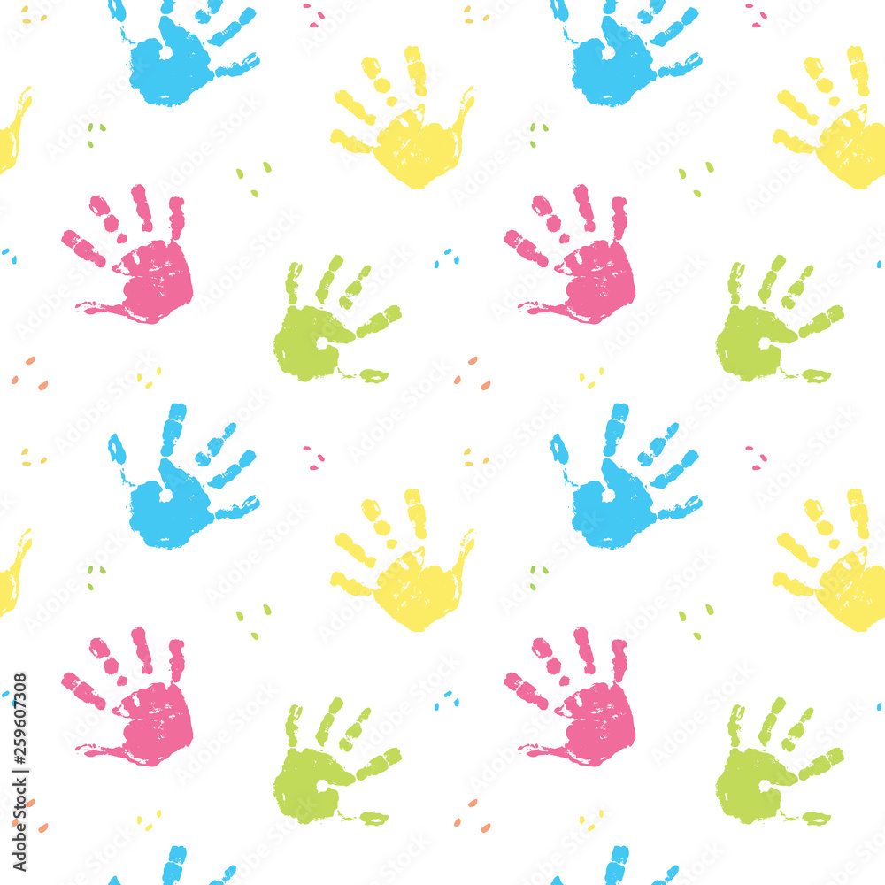 Fototapeta premium Hand stamp seamless pattern, paint stain background vector illustration