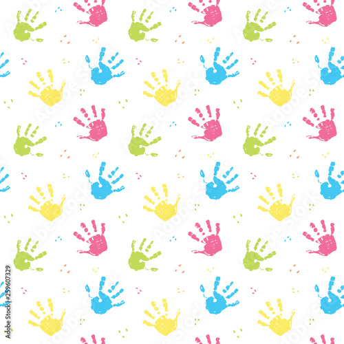 Hand stamp seamless pattern, paint stain background vector illustration