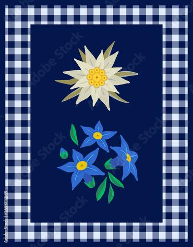 Alpine flowers decorative design element