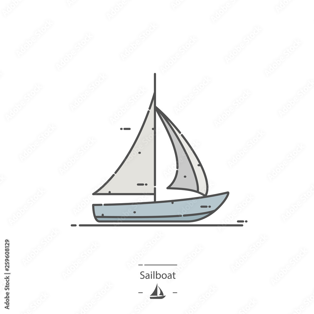 Sailboat - Line color icon