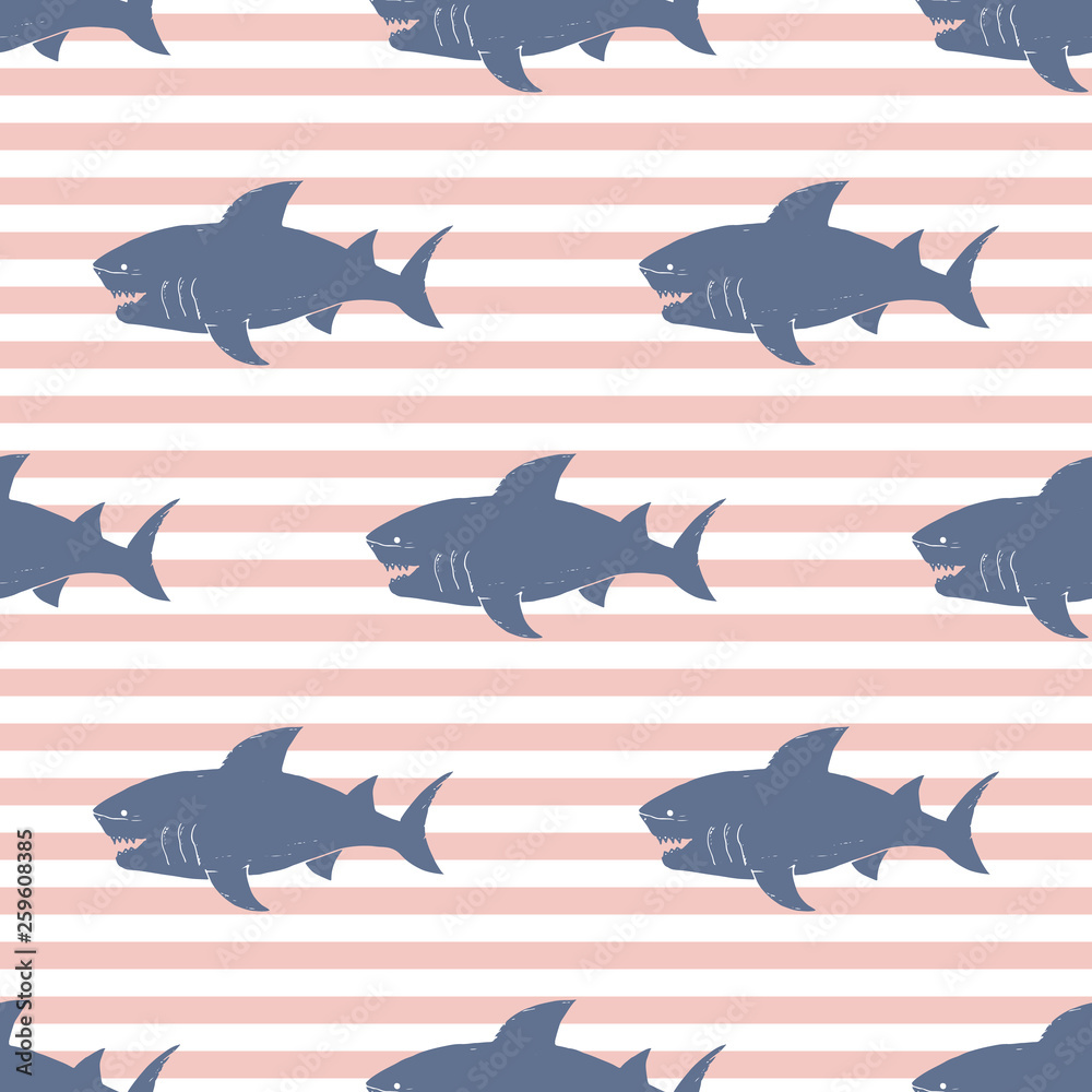 Shark seamless pattern, Hand drawn sketched doodle shark, vector illustration Shark seamless pattern, Hand drawn sketched doodle shark, vector illustration
