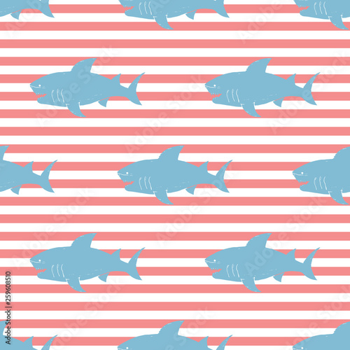 Shark seamless pattern  Hand drawn sketched doodle shark  vector illustration