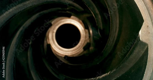 Inside Equipment for Processing. Spiral. Helix, Tunnel. Extreme macro. 4K.