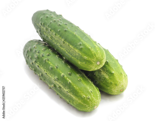 Three ripe cucumbers.
