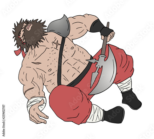 warrior with ax draw