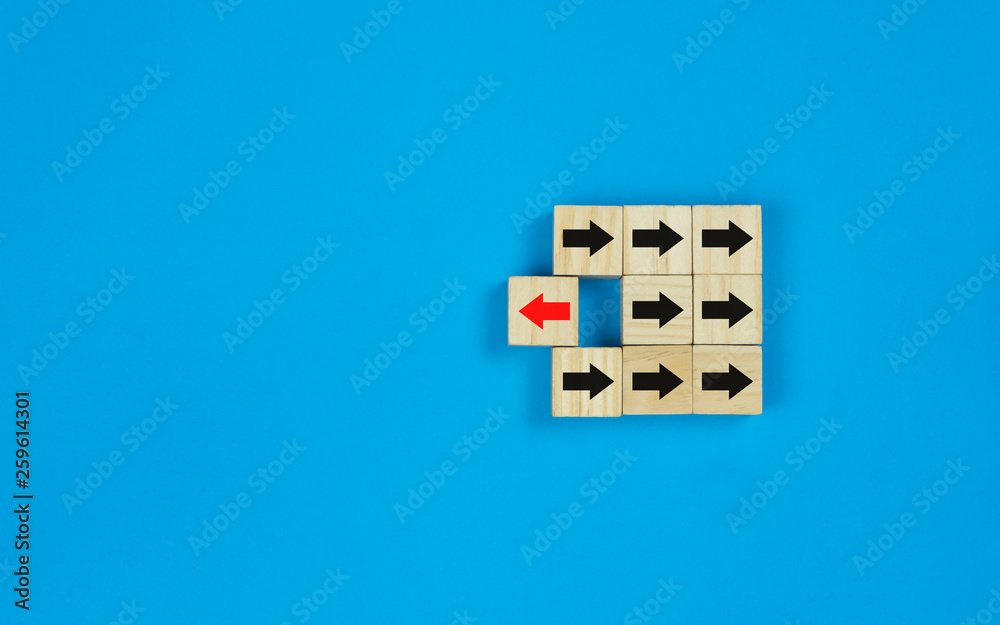 Wooden square block the red arrow symbol turns to the opposite direction of black arrows symbol. Wooden square block the red arrow symbol turns to the opposite direction of black arrows symbol.
