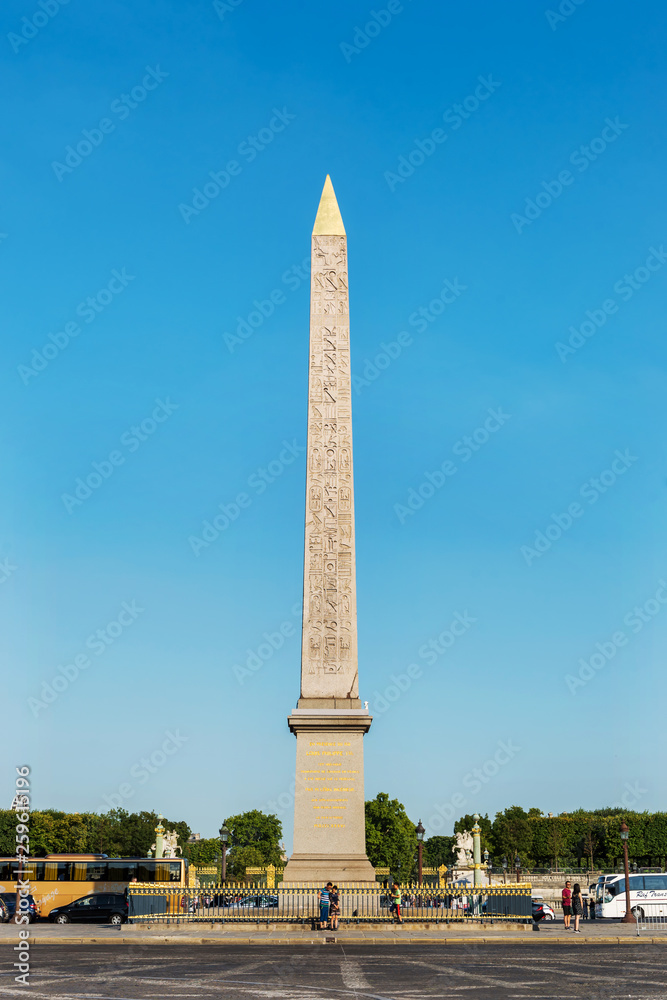  Egyptian pillar. Paris. France. August 2, 2018.