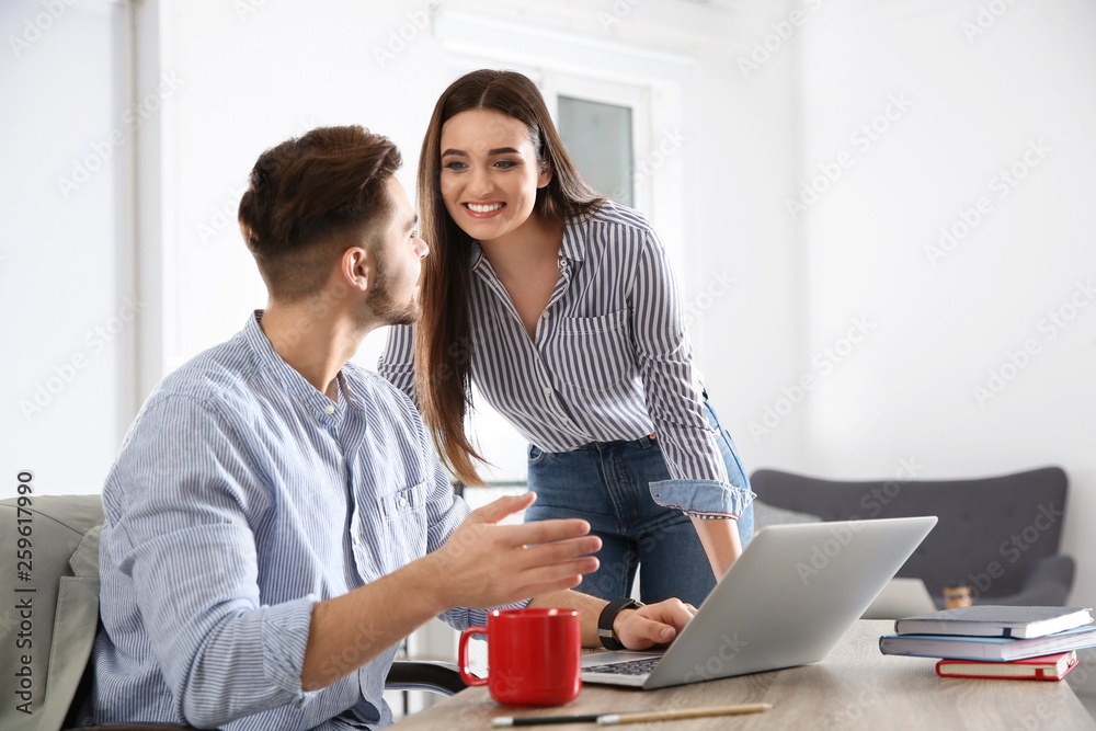 Business people working in office, space for text. Professional communication Business people working in office, space for text. Professional communication