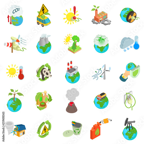 Eco world icons set. Isometric set of 25 eco world vector icons for web isolated on white background