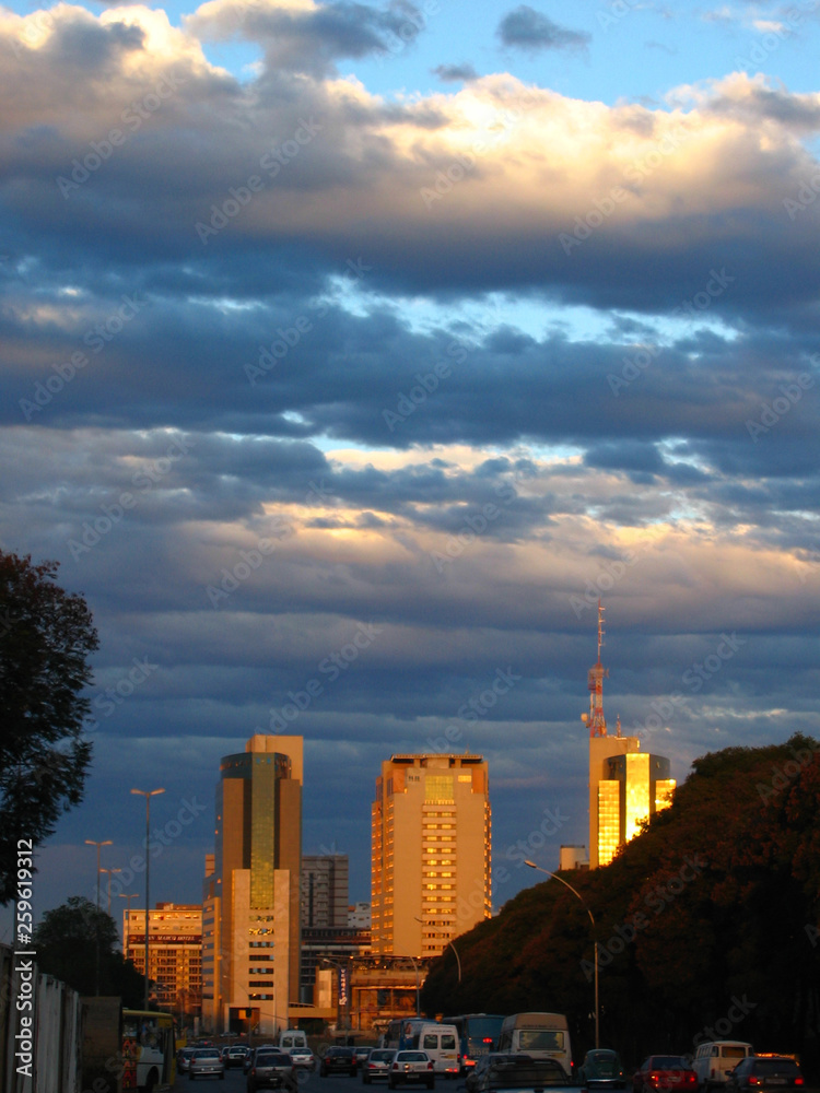 National congress in the Capital of Brazil photographed in the city of Brasilia. Picture made in 2006