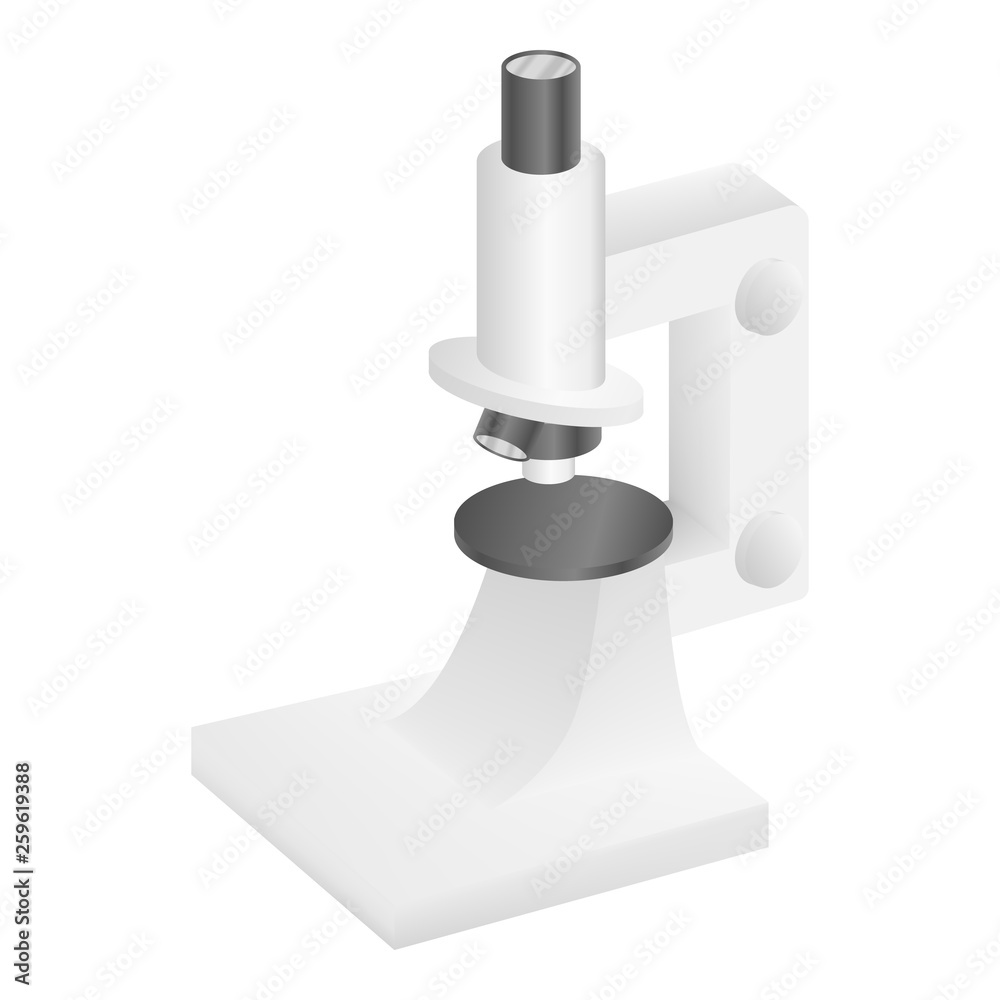 Chemical microscope icon. Realistic illustration of chemical microscope vector icon for web design isolated on white background Chemical microscope icon. Realistic illustration of chemical microscope vector icon for web design isolated on white background