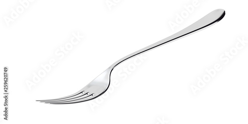 Obraz na plátně Silver fork isolated on white with clipping path. 3d render