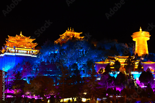 Tibetan temple at night