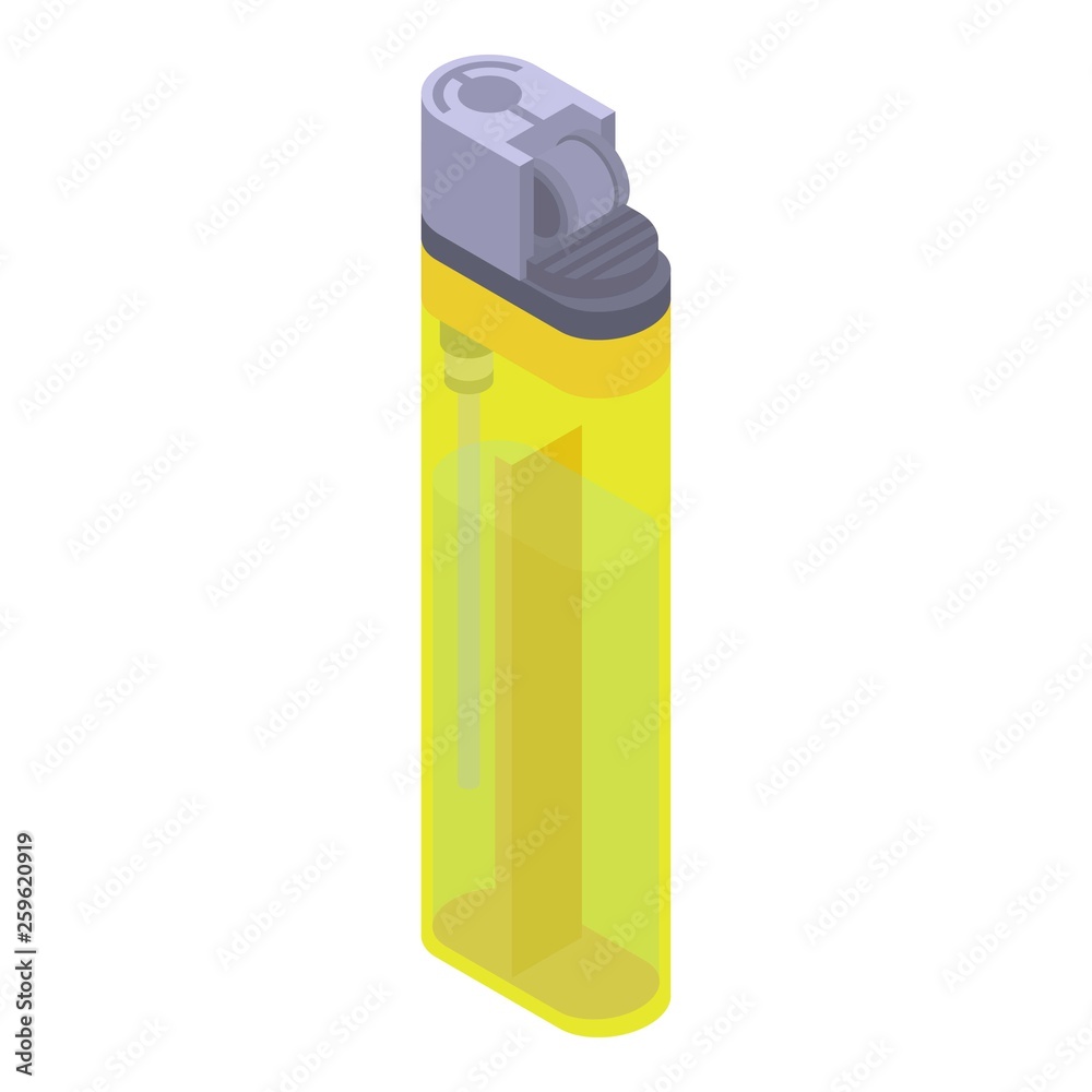 Transparent cigarette lighter icon. Isometric of transparent cigarette lighter vector icon for web design isolated on white background Transparent cigarette lighter icon. Isometric of transparent cigarette lighter vector icon for web design isolated on white background