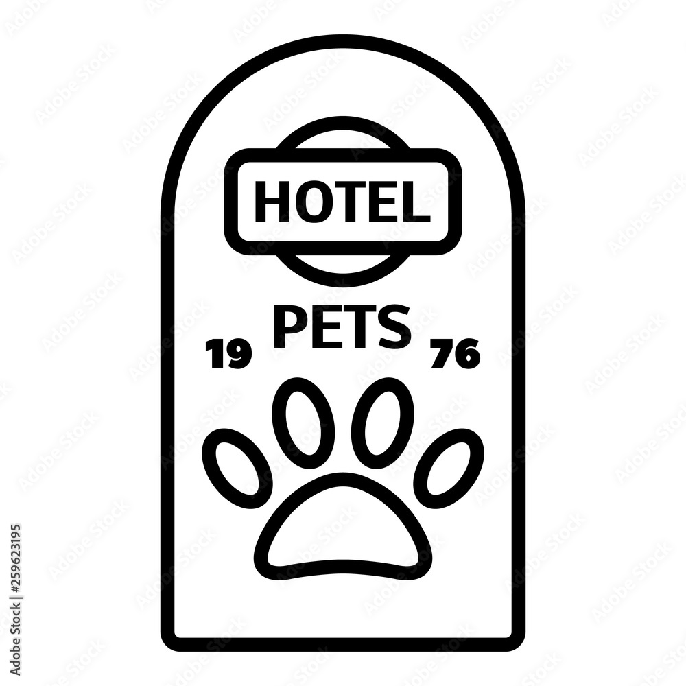 Hotel pets logo. Outline hotel pets vector logo for web design isolated on white background