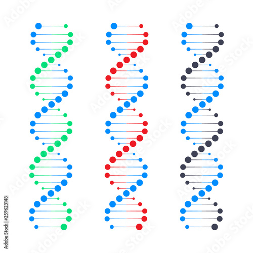 DNA strand symbol. DNA genetics. Vector illustration.