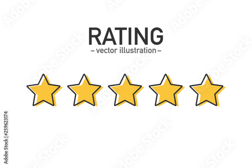 Customer service. Star rating. Feedback concept. Evaluation system. Positive review. Web template. Vector illustration.