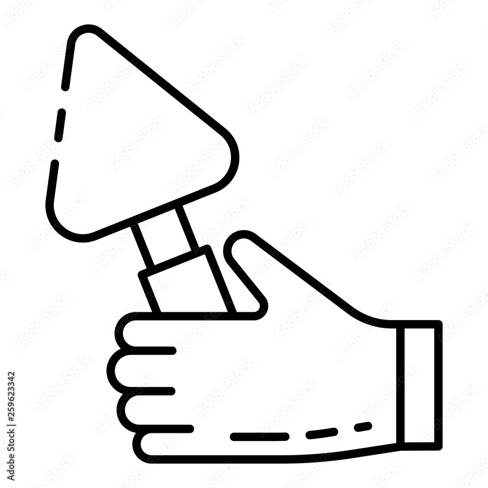 Hand trowel icon. Outline hand trowel vector icon for web design isolated on white background