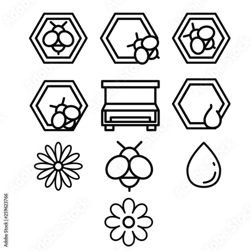 set of minimal icons beekeeping theme