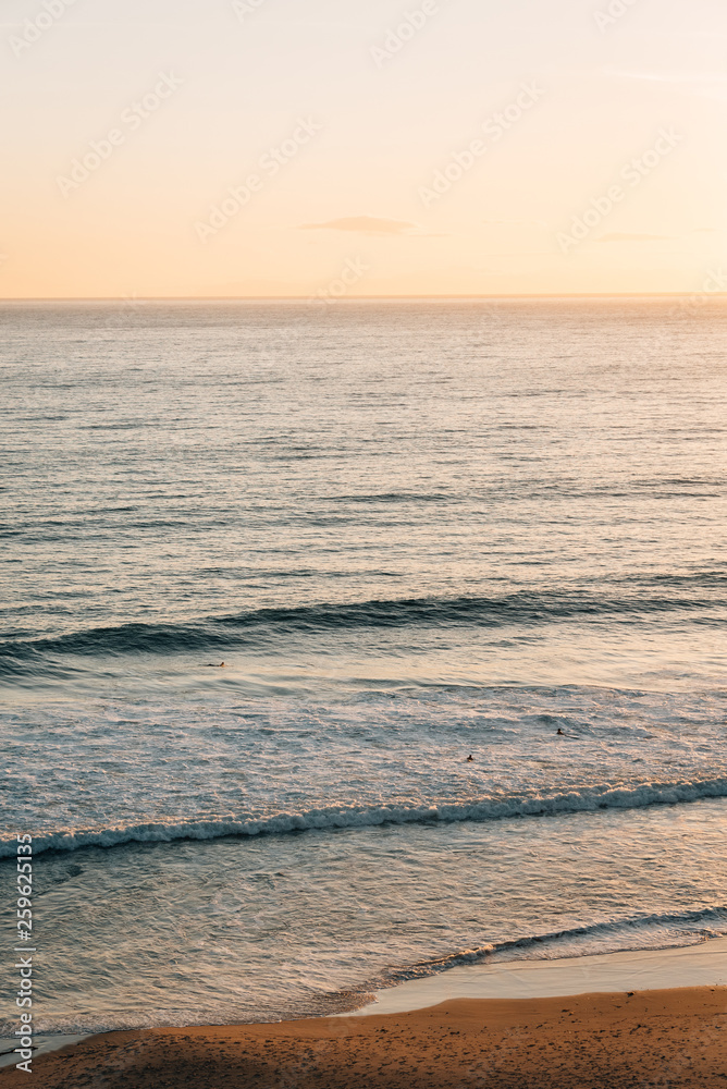 Waves in the Pacific Ocean at sunset, Salt Creek Beach, in Dana Point, California