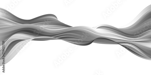 Gray flow brush stroke. Ribbon isolated line.