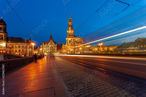 Dresden Cathedral at night, Germany