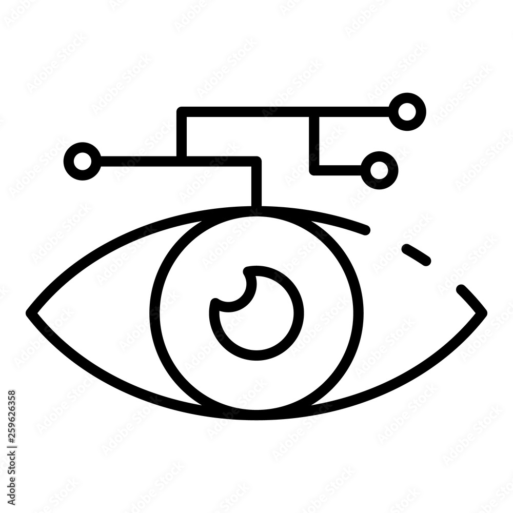 Artificial learning eye icon. Outline artificial learning eye vector icon for web design isolated on white background