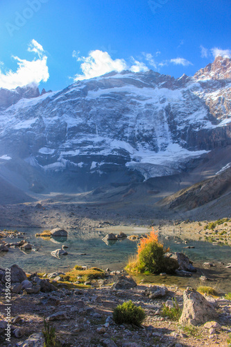 A huge ice wall in the fan mountains of Tajikistan