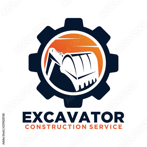 Excavator Vector Logo Template. Excavator logo. Excavator isolated. Digger, construction, backhoe, construction business icon. Construction equipment design elements.