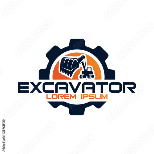 Excavator Vector Logo Template. Excavator logo. Excavator isolated. Digger, construction, backhoe, construction business icon. Construction equipment design elements.