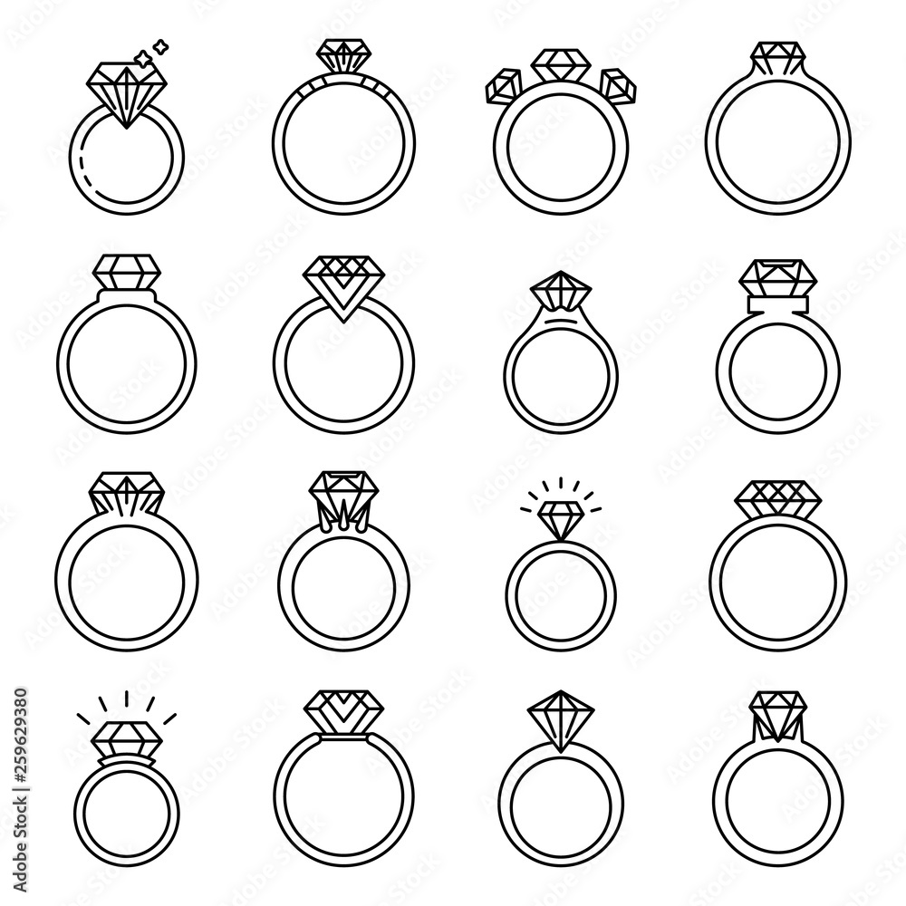 Wedding rings icon outline style Royalty Free Vector Image