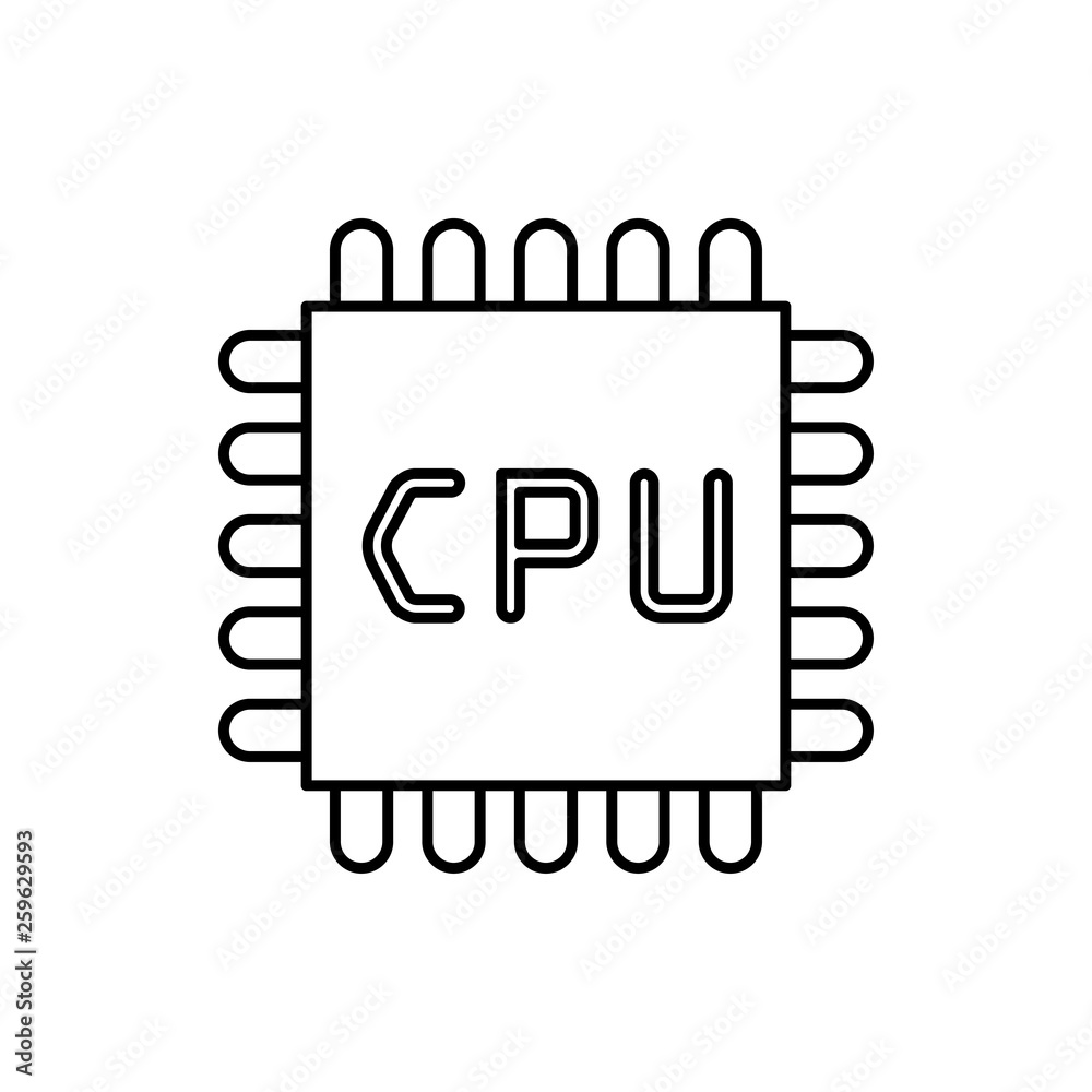 vector outline icon of microchip