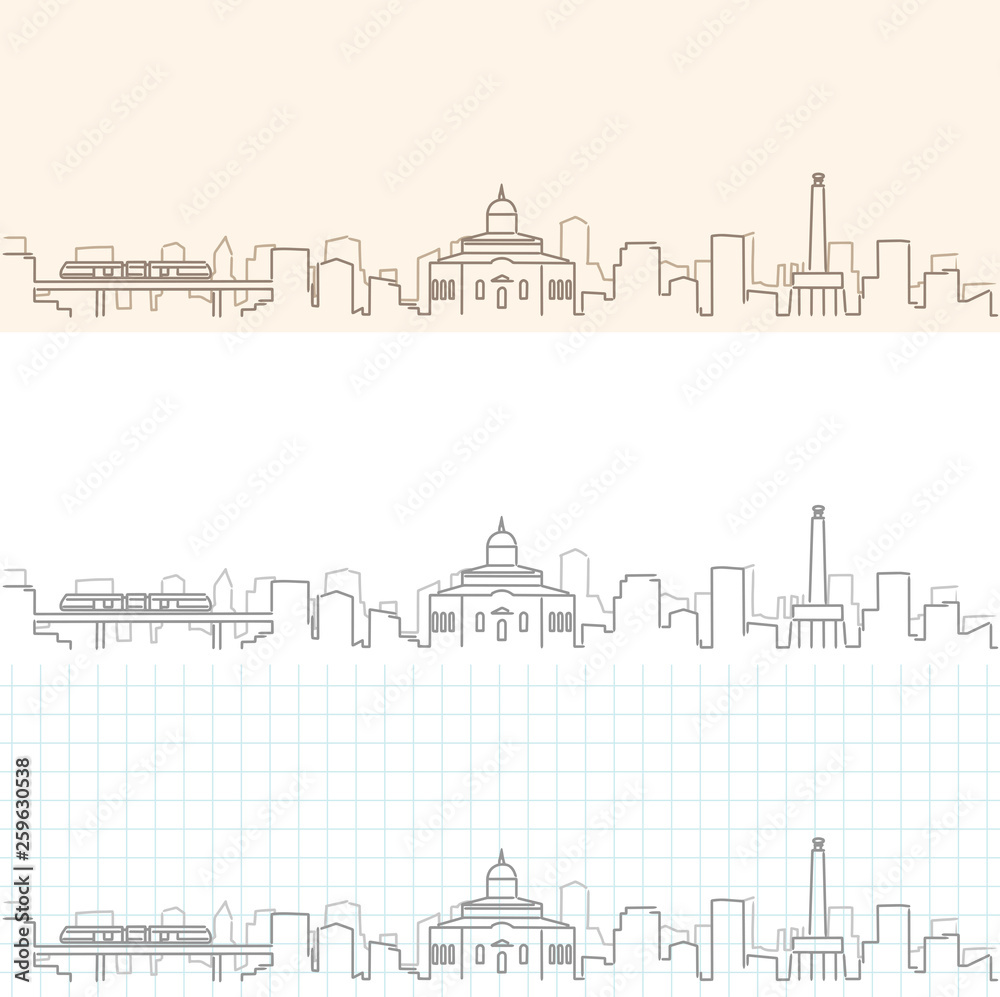 Obraz premium Addis Ababa Hand Drawn Skyline