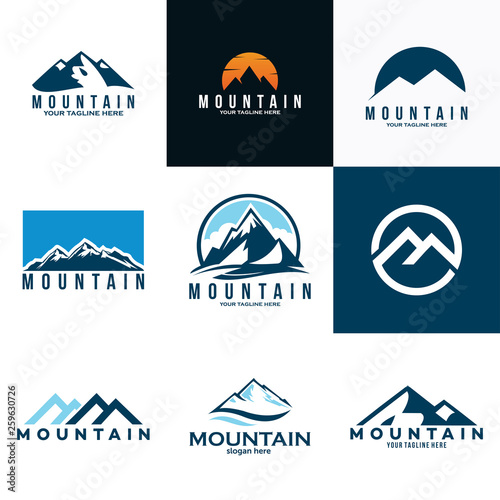 mountains logo set icon vector