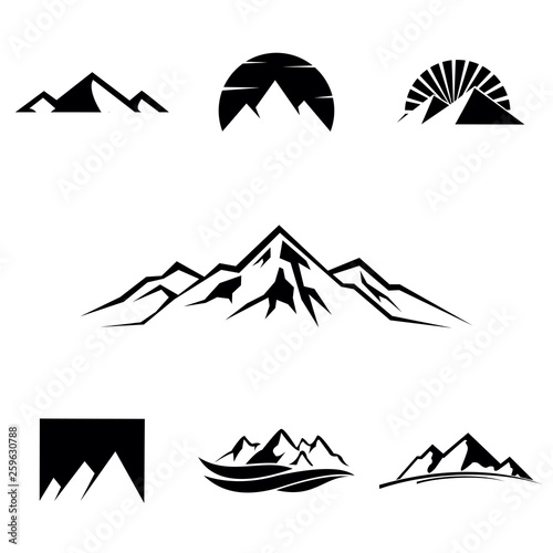 mountains logo set icon vector in black color