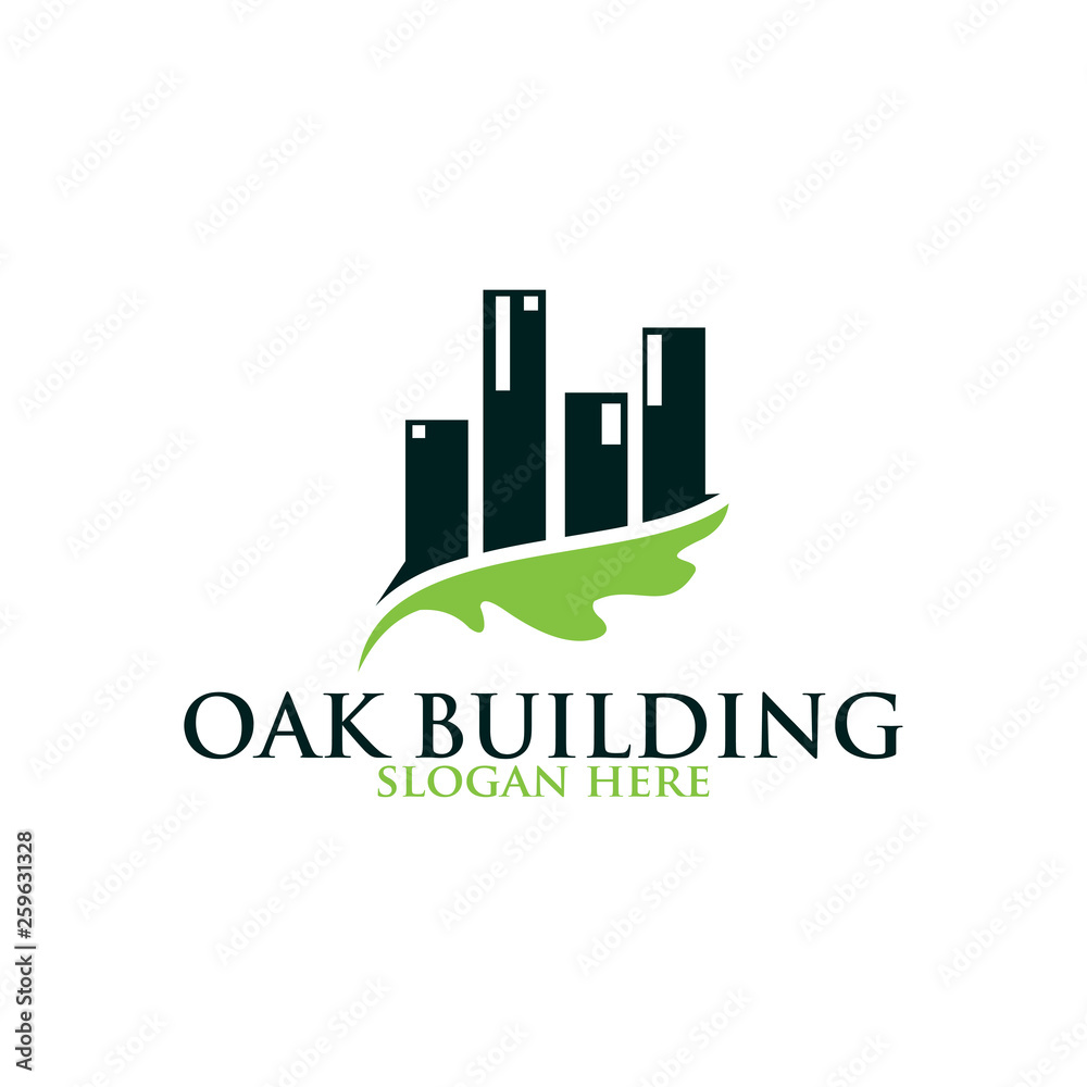 Oak leaf building vector logo isolated. Logo templates.
