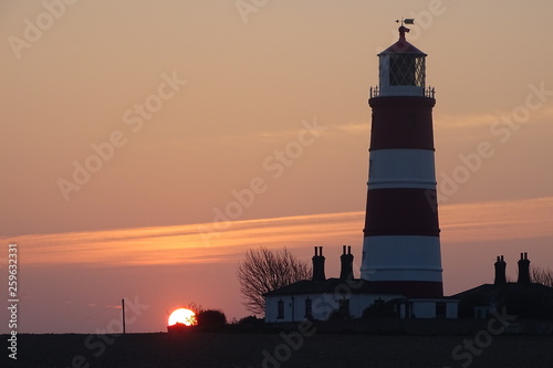 Sunset views of Happisburgh Lighthouse - Norfolk, England, UK