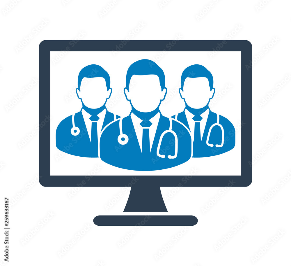 Online Medical Team Icon. Flat style vector EPS.