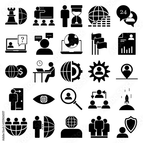 The set of business - global, human, chess, global, freelance, internet, internet, marketing, clock, deadline, business, clock, communication, conversation, care, customer