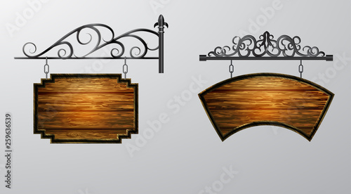 hanging, wooden Board vector, wooden object for text.