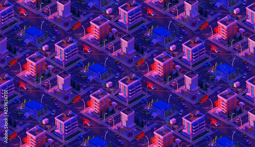 isometric 3d city seamless background