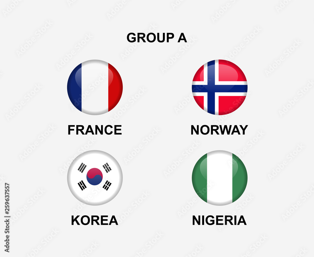 group A of nation flag in badge icon. Concept for team that qualified to final round of soccer or sport tournament. Vector illustrative group A of nation flag in badge icon. Concept for team that qualified to final round of soccer or sport tournament. Vector illustrative