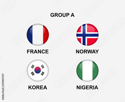 Free Download group A of nation flag in badge icon. Concept for team that qualified to final round of soccer or sport tournament. Vector illustrative - GFXLoad