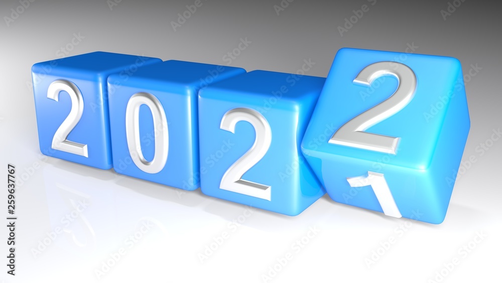 2021 to 2022 changing cubes - 3D rendering 2021 to 2022 changing cubes - 3D rendering