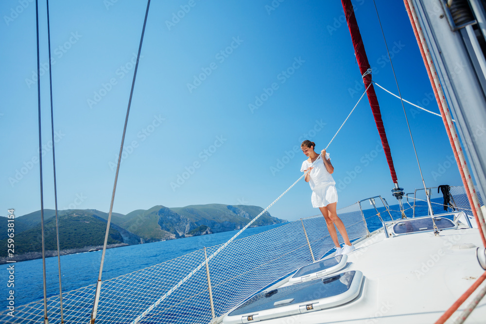 Beautiful Girl relaxing On Yacht in Greece Beautiful Girl relaxing On Yacht in Greece