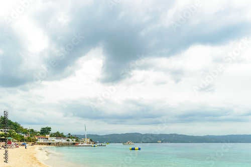 Idyllic tropical island Caribbean beach summer vacation.