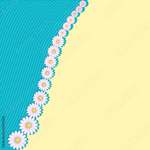 Floral background with daisies. Invitation, print card, blank vector