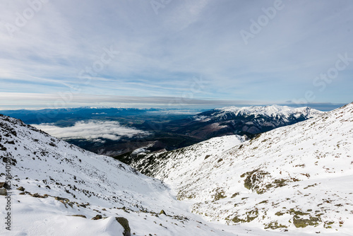 snow covered mountain peaks and tourist trails in slovakia tatra